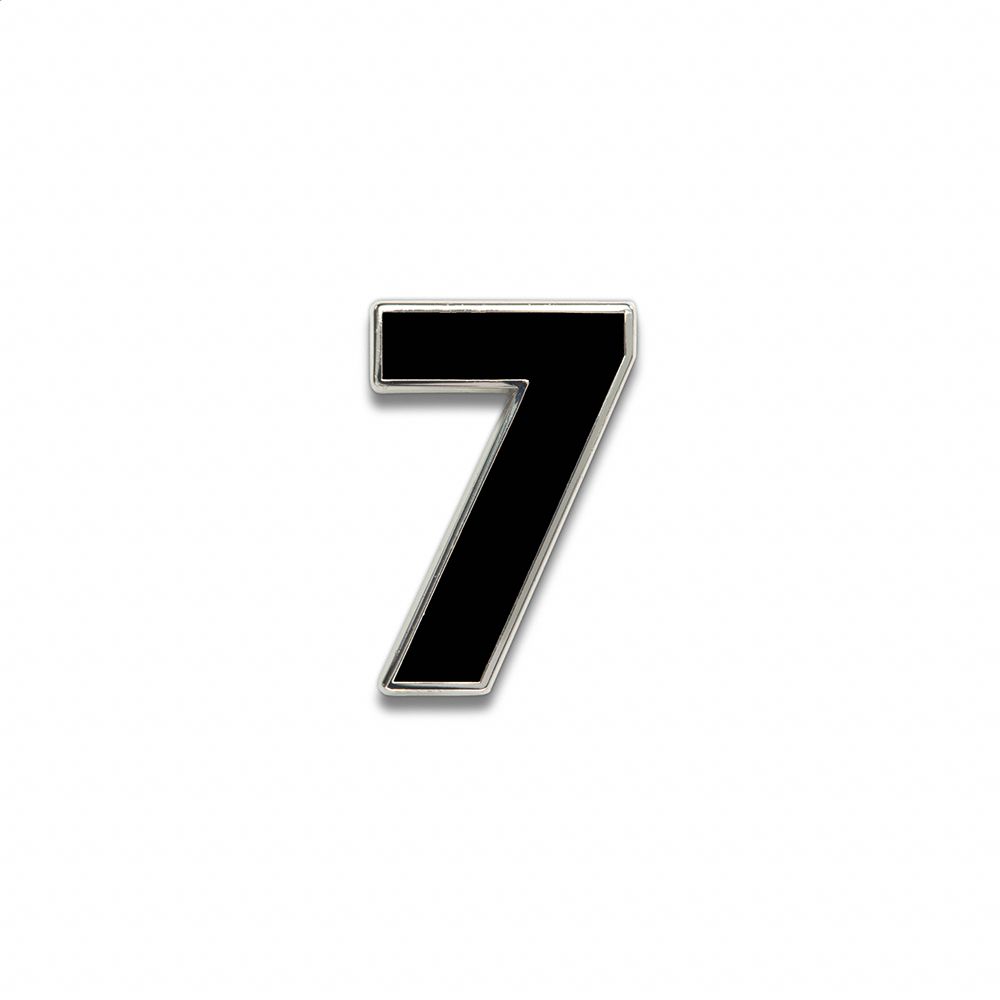 COACH®,Number 7 Souvenir Pin,Metal,Black,Front View