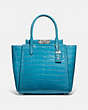 COACH®,TROUPE TOTE IN ALLIGATOR,Exotic,Large,Light Antique Nickel/Bleu,Front View
