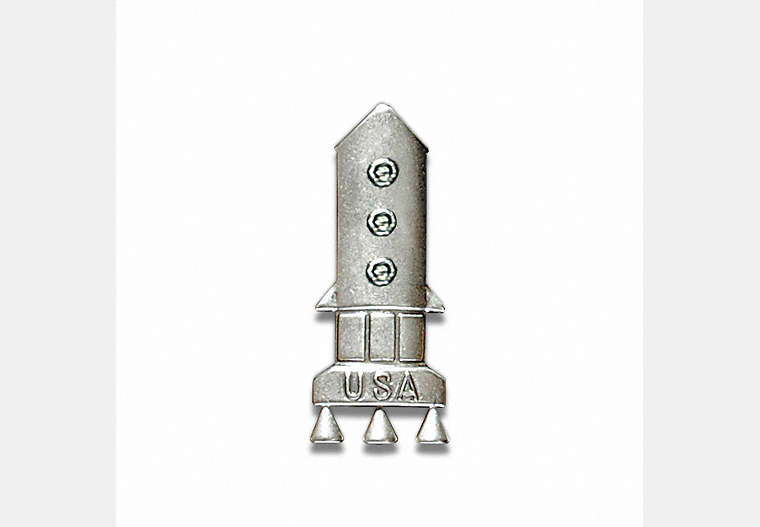 COACH®,Pin's souvenir de la navette fusée,Métal,Argenté,Front View