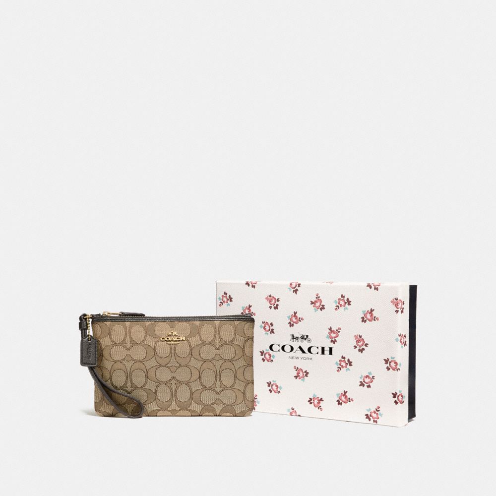 Boxed Small Wristlet In Signature Jacquard
