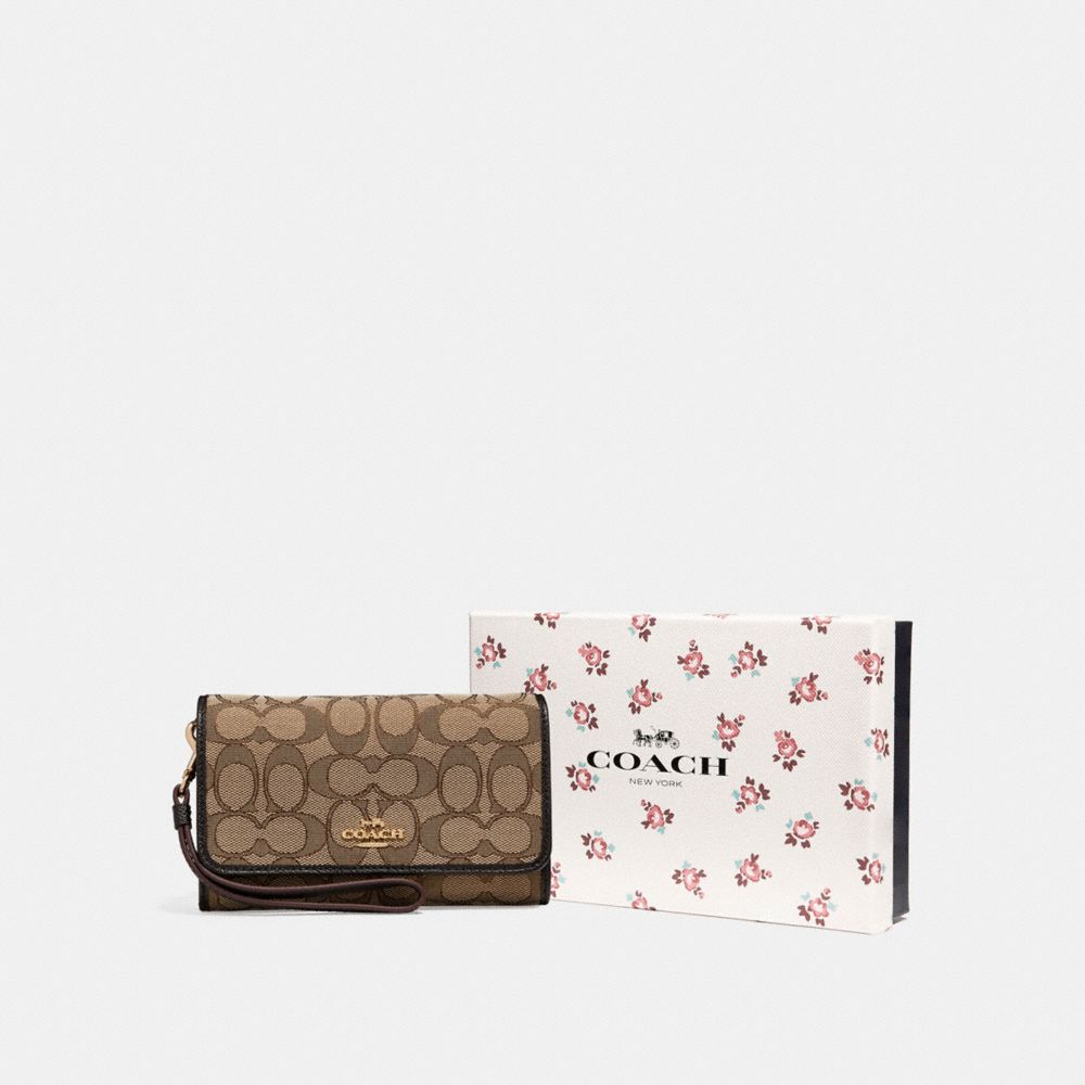 COACH®,Boxed Phone Clutch In Signature Jacquard,,Front View