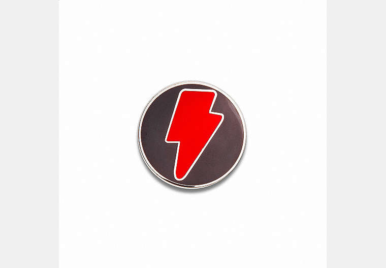 COACH®,Thunderbolt Souvenir Pin,Metal,Multi,Front View