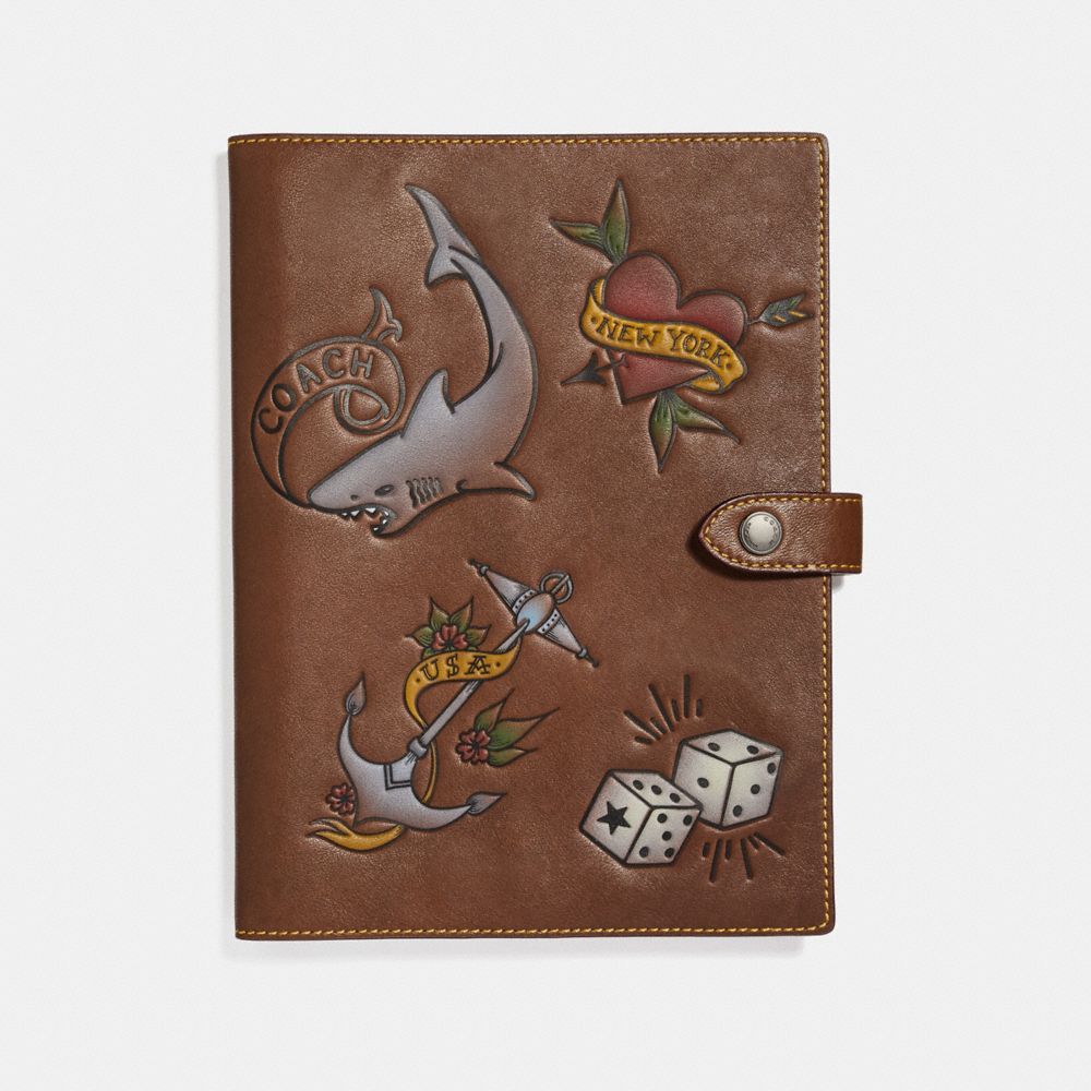 COACH®,SKETCHBOOK WITH TATTOO,Leather,Saddle,Front View