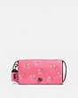 COACH®,DINKY WITH FLORAL BOW PRINT,Leather,Mini,Black Copper/Bright Pink,Front View