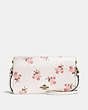 COACH®,FOLDOVER CROSSBODY CLUTCH WITH FLORAL BOW PRINT,Leather,Mini,Brass/Chalk,Front View