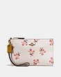 COACH®,SMALL WRISTLET WITH FLORAL BOW PRINT,Leather,Brass/Chalk,Front View