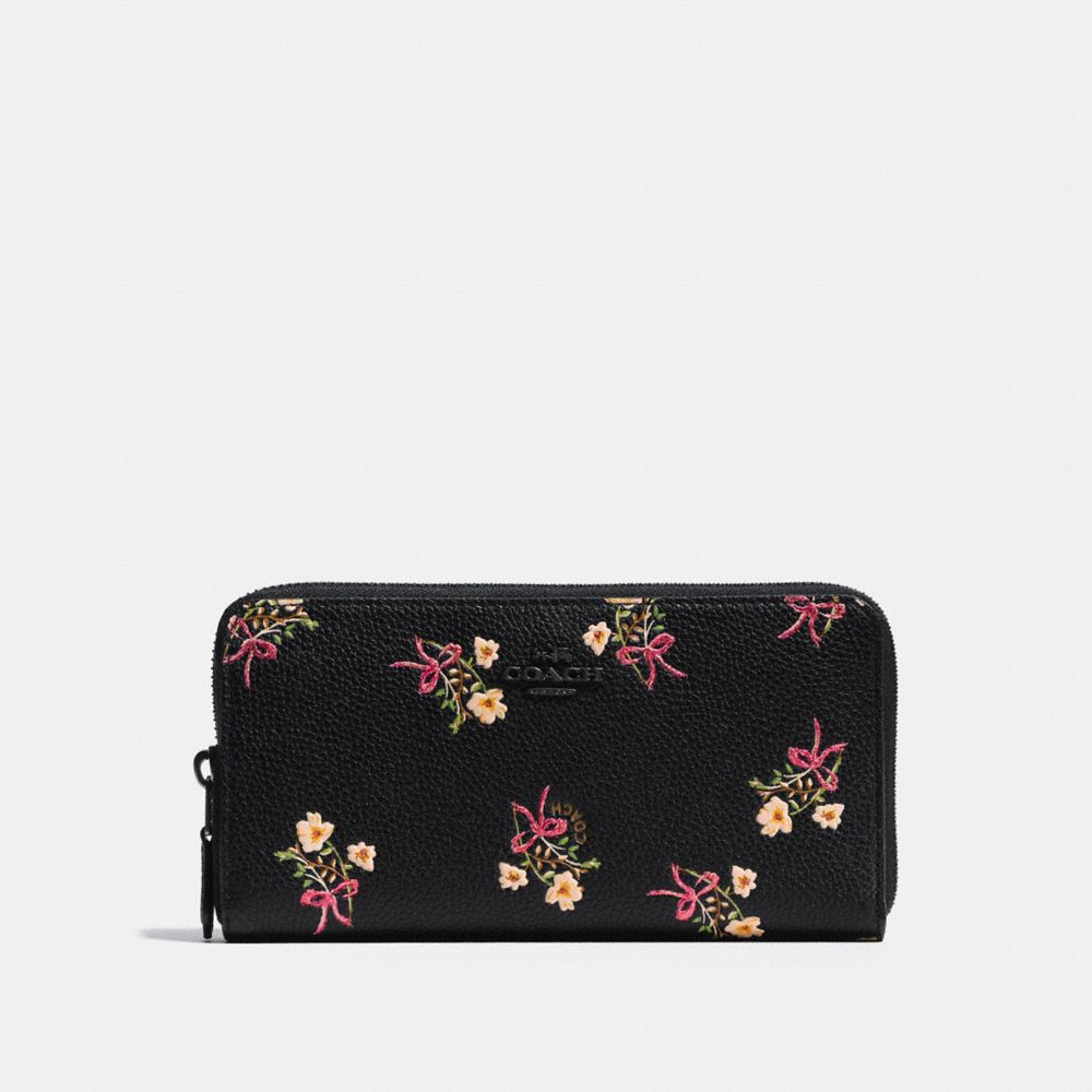 COACH®: Accordion Zip Wallet With Floral Bow Print