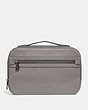 COACH®,ACADEMY TRAVEL CASE,Pebbled Leather,Medium,HEATHER GREY,Front View