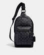 COACH®,WEST PACK IN SIGNATURE CANVAS,pvc,Medium,Anniversary,Gunmetal/Charcoal Black,Front View