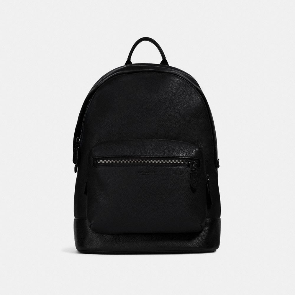 COACH®,WEST BACKPACK,Pebbled Leather,Everyday,Gunmetal/Black,Front View