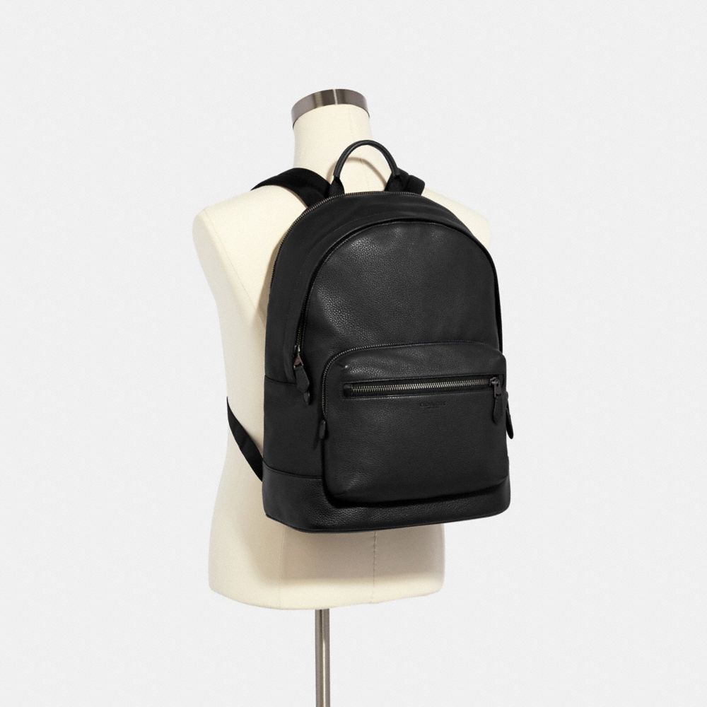COACH®,WEST BACKPACK,Pebbled Leather,Everyday,Gunmetal/Black,Alternate View