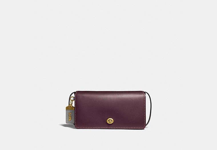 COACH®,DINKY IN COLORBLOCK,Leather,Brass/Oxblood,Front View
