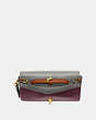 COACH®,DINKY IN COLORBLOCK,Leather,Brass/Oxblood,Inside View,Top View