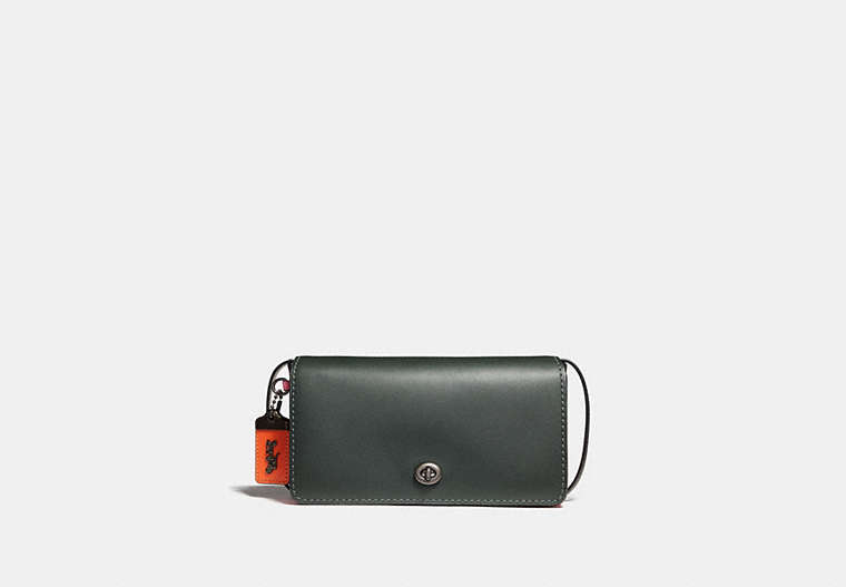 COACH®,DINKY IN COLORBLOCK,Leather,Pewter/Ivy Pale Green,Front View