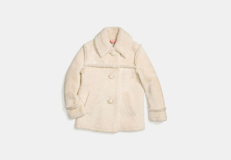 COACH®,SHEARLING COAT,Shearling,Vintage Cream,Front View