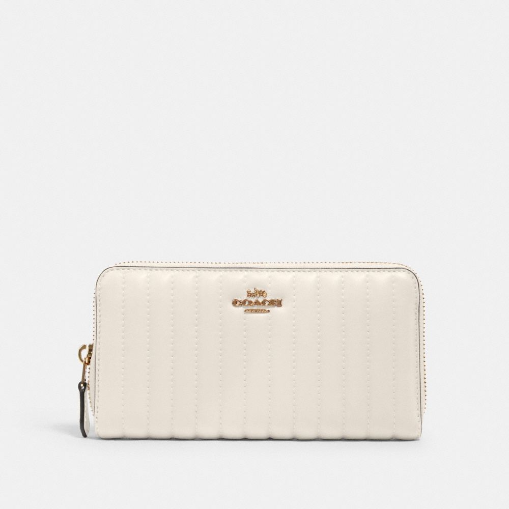 COACH®,ACCORDION ZIP WALLET WITH QUILTING,Gold/Chalk,Front View