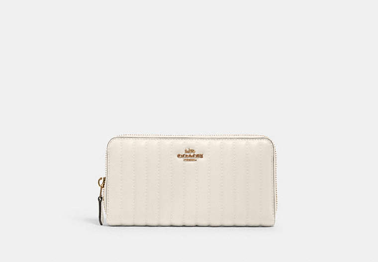 COACH®,ACCORDION ZIP WALLET WITH QUILTING,Gold/Chalk,Front View