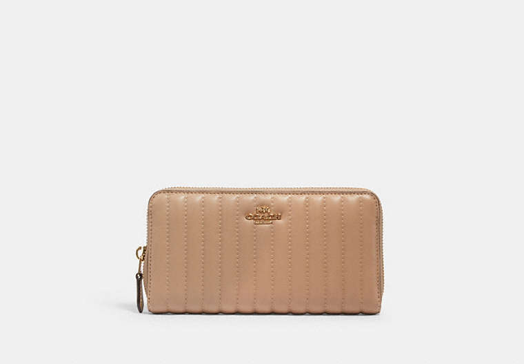 COACH®,ACCORDION ZIP WALLET WITH QUILTING,Gold/Taupe,Front View