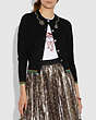 COACH®,CRYSTAL EMBELLISHED CREWNECK CARDIGAN,Mixed Material,Black,Scale View