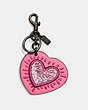 COACH®,COACH X KEITH HARING BAG CHARM,Mixed Material,Black/Bright Pink,Front View