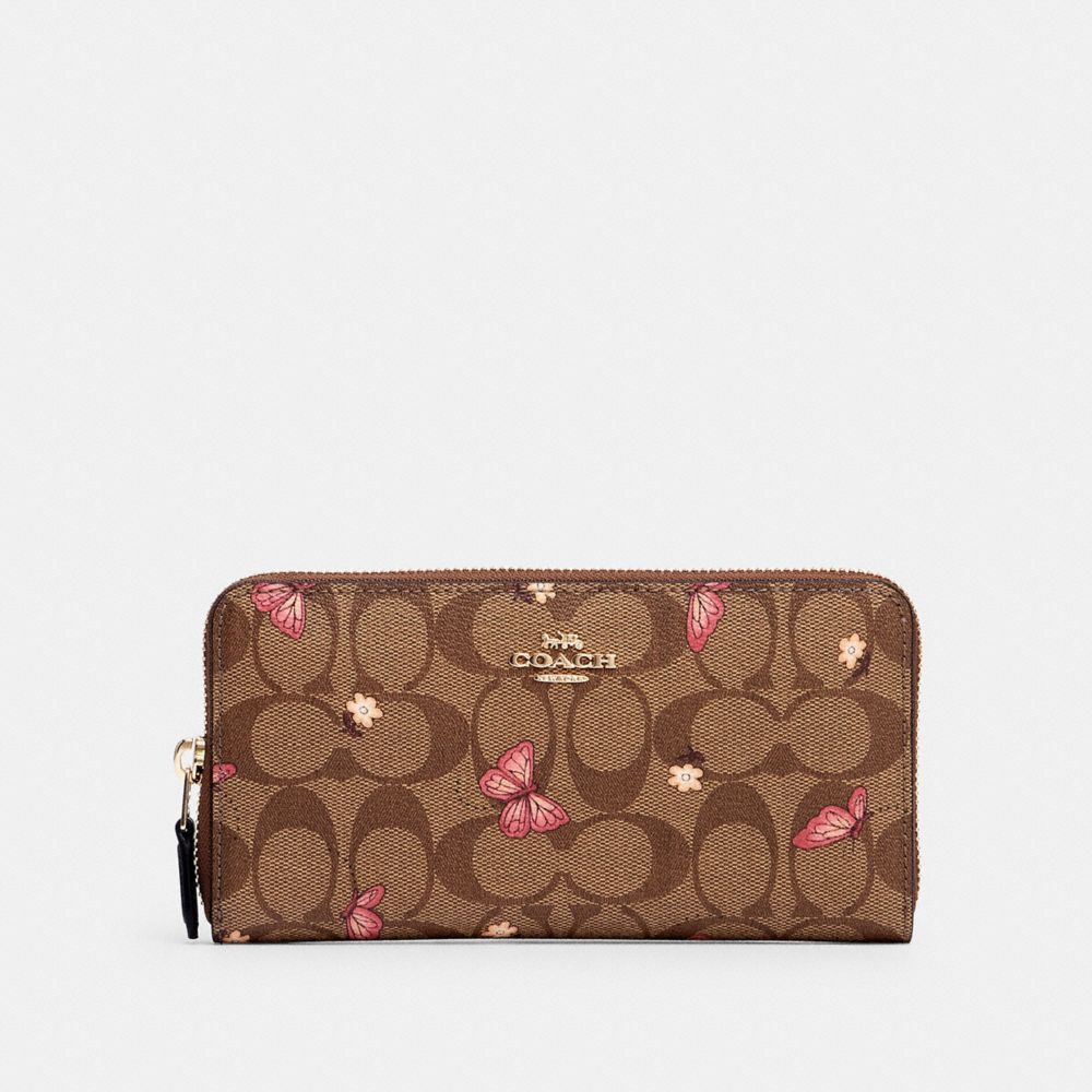 COACH Outlet Accordion Zip Wallet In Signature Canvas With Butterfly Print