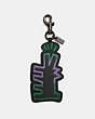 COACH®,COACH X KEITH HARING BAG CHARM,Mixed Material,Black,Front View