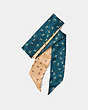 COACH®,FLORAL BOW SKINNY SCARF,Mixed Material,Denim/Beechwood,Front View