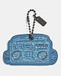 COACH®,COACH X KEITH HARING HANGTAG,Mixed Material,Black/Sky Blue,Front View