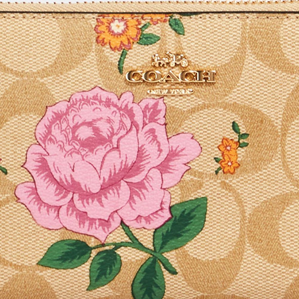 Accordion Zip Wallet In Signature Canvas With Prairie Rose Print