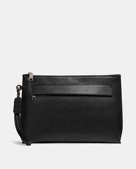 COACH®,CARRYALL POUCH,Medium,Black,Front View