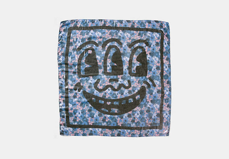 COACH®,COACH X KEITH HARING SQUARE SCARF,Other,Blue,Front View