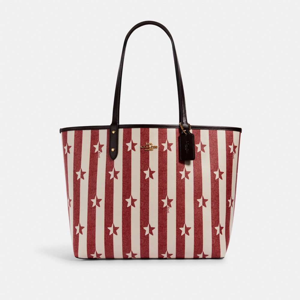 COACH Outlet Reversible City Tote With Stripe Star Print