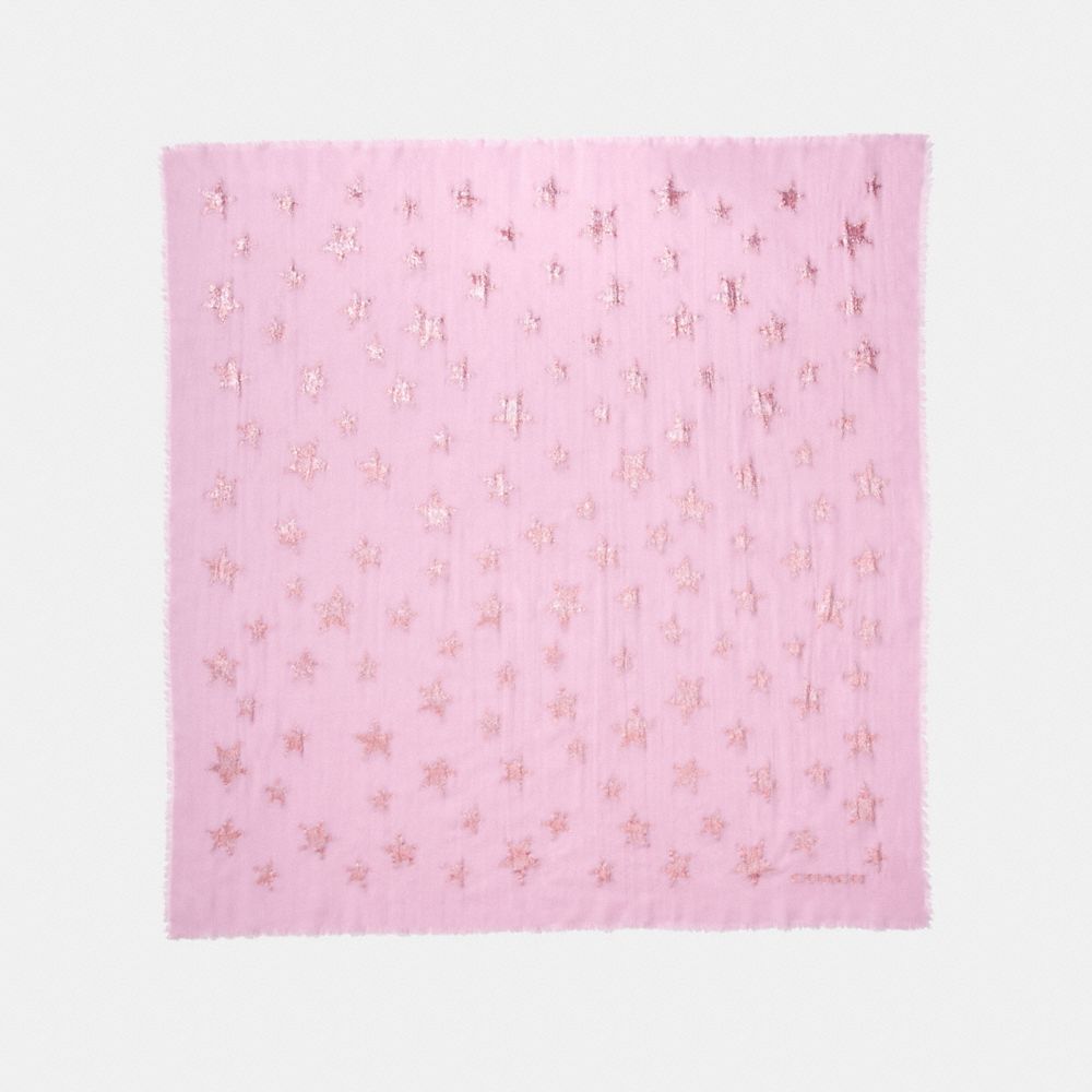 COACH®,STAR PRINT SQUARE,Wool Silk Blend,PINK,Front View