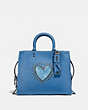 COACH®,COACH X KEITH HARING ROGUE,Leather,Large,Sky Blue/Black Copper,Front View
