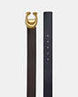 COACH®,SIGNATURE BUCKLE REVERSIBLE BELT, 38MM,Leather,OL/Chestnut/Midnight,Angle View