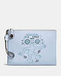COACH®,COACH X KEITH HARING TURNLOCK WRISTLET 30,Leather,Pewter/Ice Blue,Front View