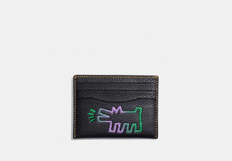 COACH®,COACH X KEITH HARING CARD CASE,Leather,Black Copper/Black,Front View