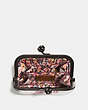 COACH®,COACH X KEITH HARING FRAME POUCH,Leather,Black Copper/Chalk,Inside View,Top View