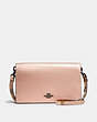 COACH®,FOLDOVER CHAIN CLUTCH WITH TEA ROSE,Leather,Mini,BP/Metallic Pink Gold,Front View
