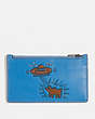 COACH®,COACH X KEITH HARING ZIP CARD CASE,Leather,Lapis Ufo Dog,Front View