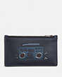 COACH®,COACH X KEITH HARING ZIP CARD CASE,Leather,Midnight Boombox,Front View
