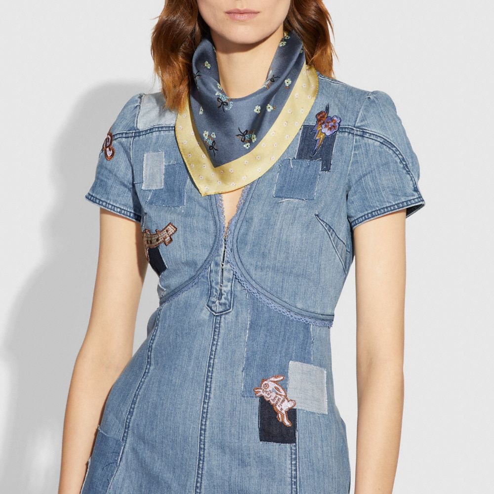 Floral Bow Print Silk Diamond