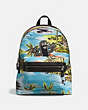 COACH®,COACH X KEITH HARING ACADEMY BACKPACK,Mixed Material,Large,Black Copper Finish/Hawaiian - Blue,Front View