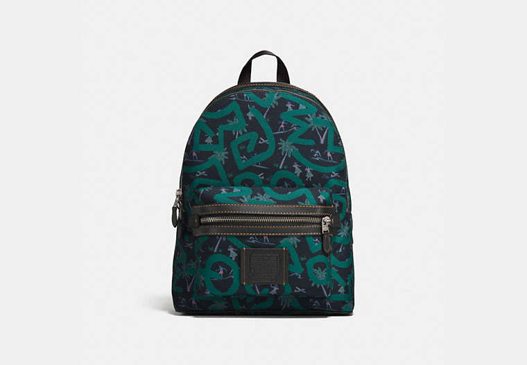 COACH®,COACH X KEITH HARING ACADEMY BACKPACK,Mixed Material,Large,Black Copper Finish/Black Huladance,Front View