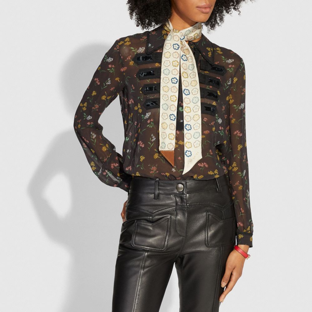 Tea Rose Print Skinny Scarf