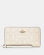 COACH®,LARGE PHONE WALLET IN SIGNATURE LEATHER,Gold/Chalk,Front View