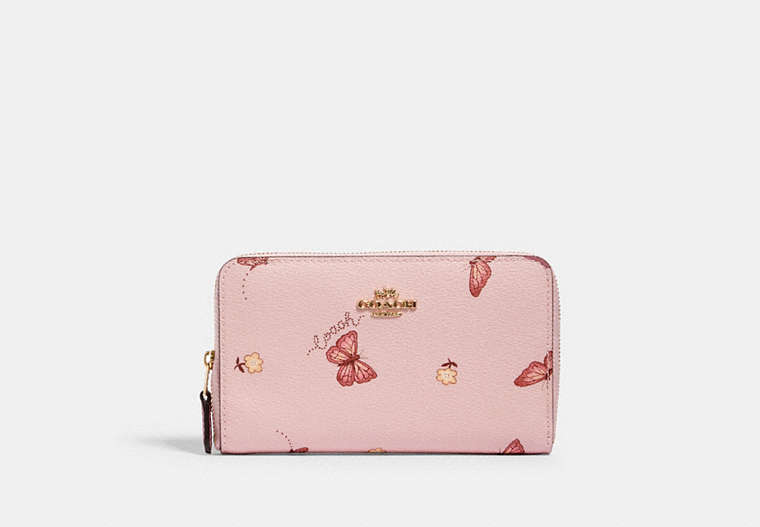 Medium Id Zip Wallet With Butterfly Print