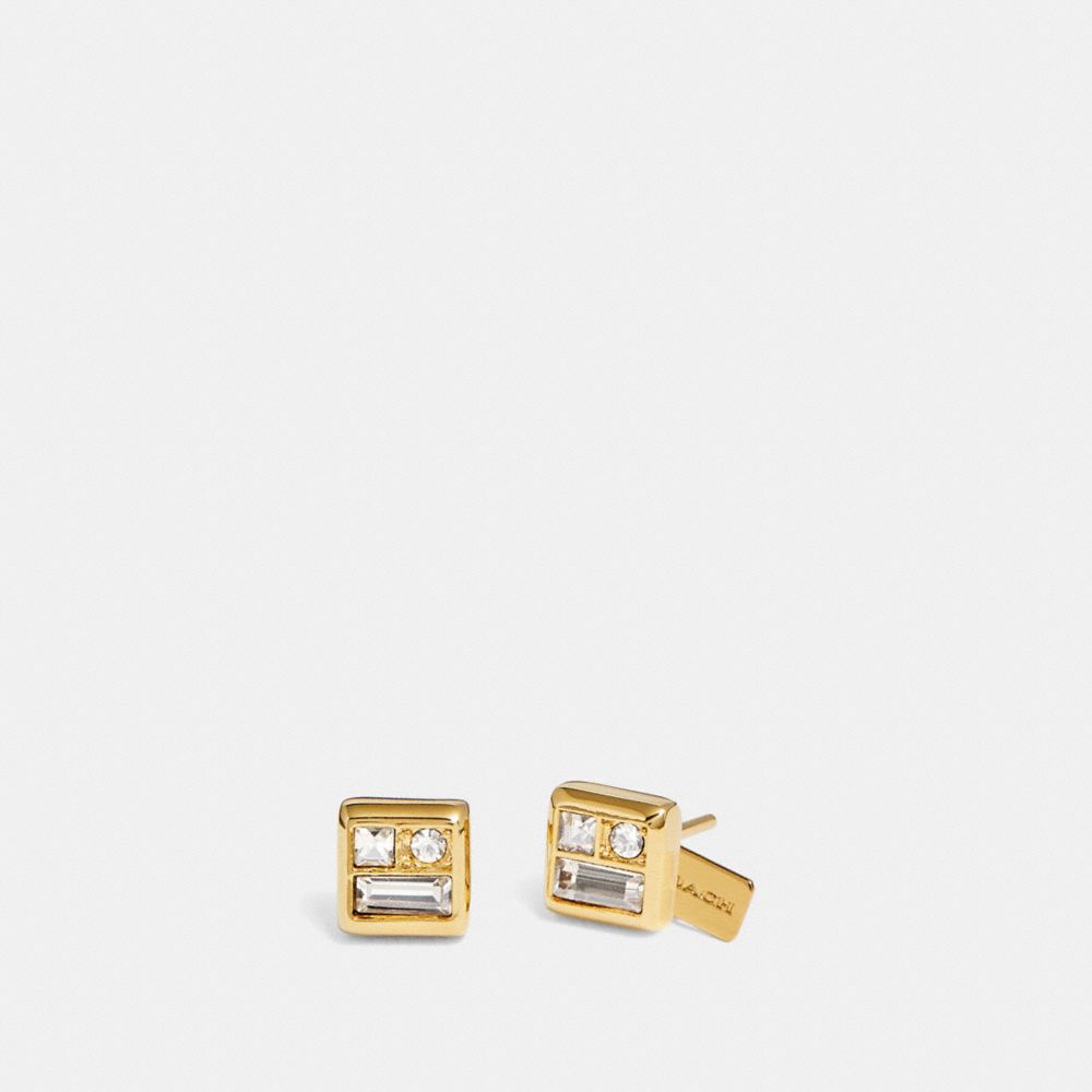 COACH®,Antique Crystal Stud Earrings,,Front View
