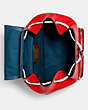 COACH®,COACH │ MARVEL JES BACKPACK WITH SPIDER-MAN,Leather,Silver/Miami Red Multi,Inside View,Top View