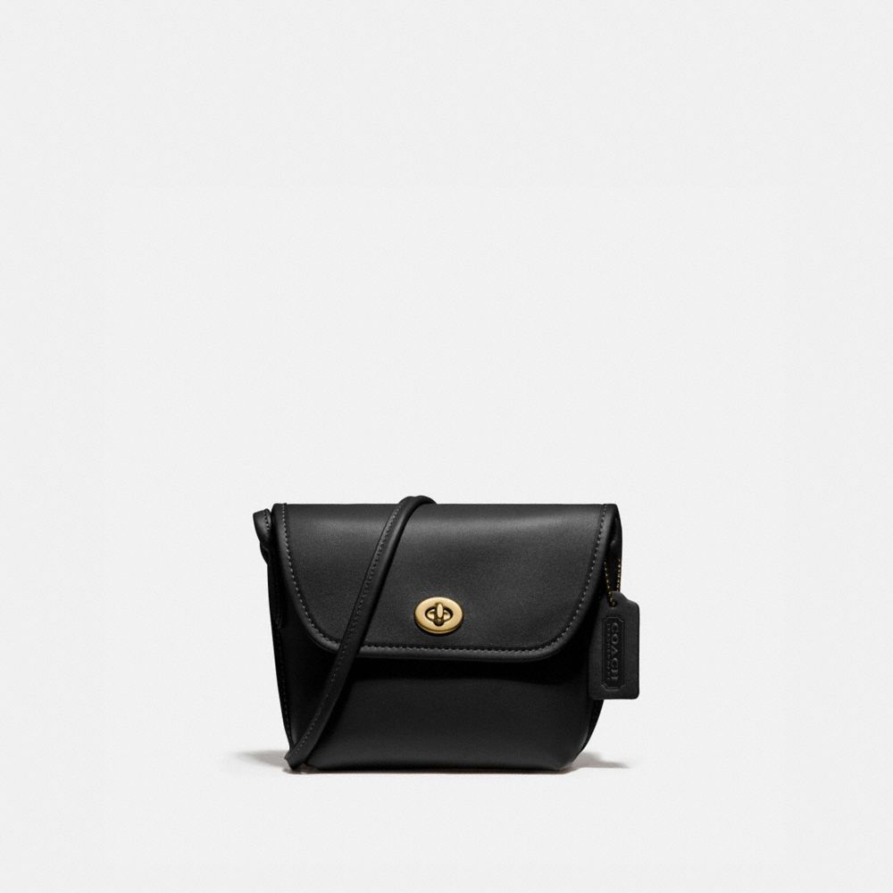 COACH®,POCHETTE TOURNANTE,Cuir,Laiton/Noir,Front View